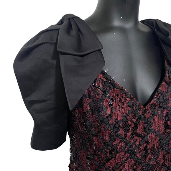 Vintage Late Edition Sequins Evening Dress Burgundy Black Size 14 - Picture 2 of 8